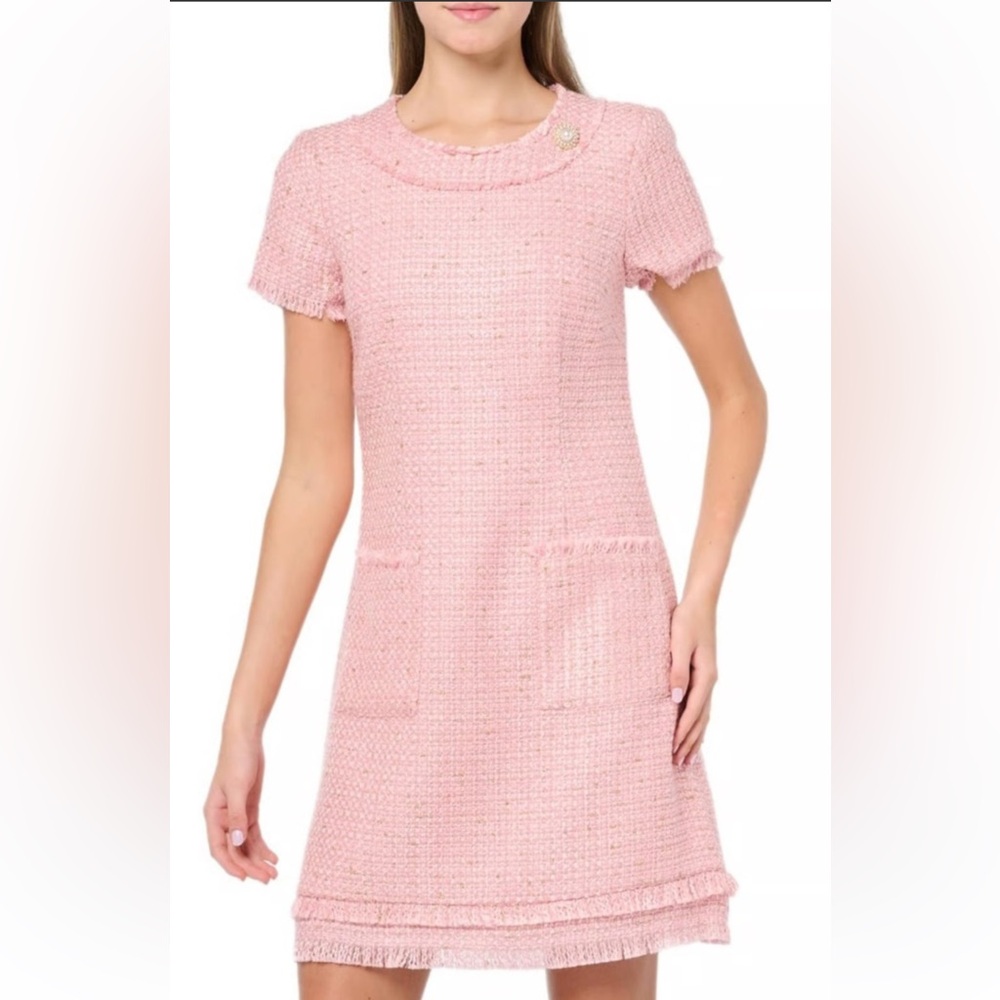 Eliza J Pink Tweed Mini Dress